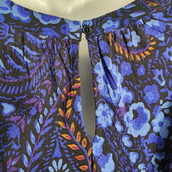 Ann Taylor Loft Womens Top Small Cold Shoulder Floral Print Long Sleeve Ruffles - Picture 10 of 13